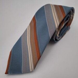 VINTAGE 1970's Wembley Blue Orange Diagonal Striped Men's Necktie Tie Wemblom II